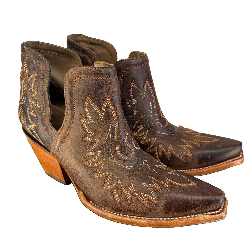 Ariat Dixon Weathered Booties Womens 11B Brown Leather Western Pointed Toe